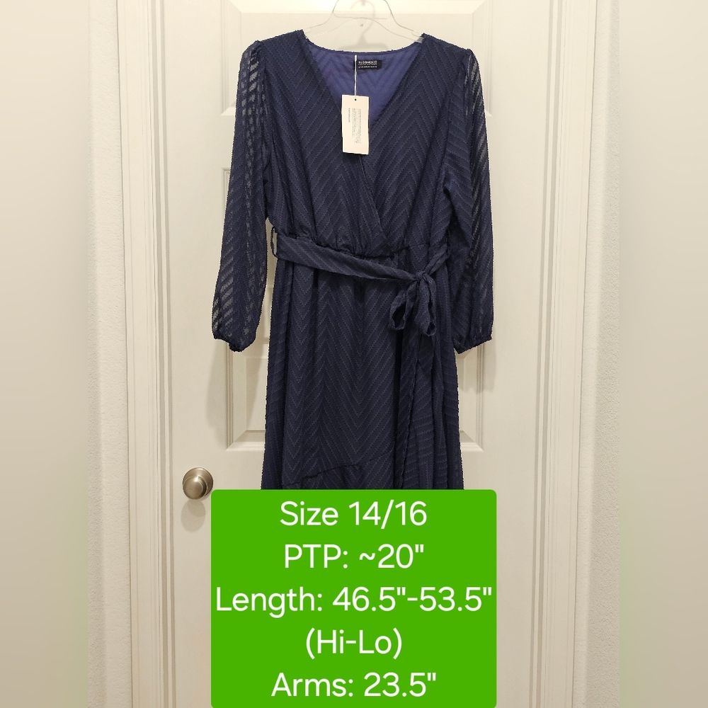 BloomChic Faux Wrap Midi Dress, NWT, Size 14-16 (1X)
